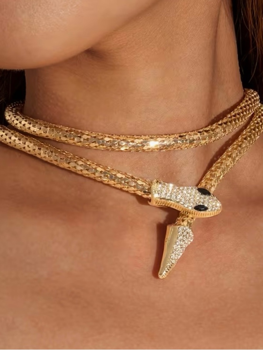 ✨ NEW Stunning & Sparkling Gold Snake Wrap Choker Necklace & Crystal Accents ✨